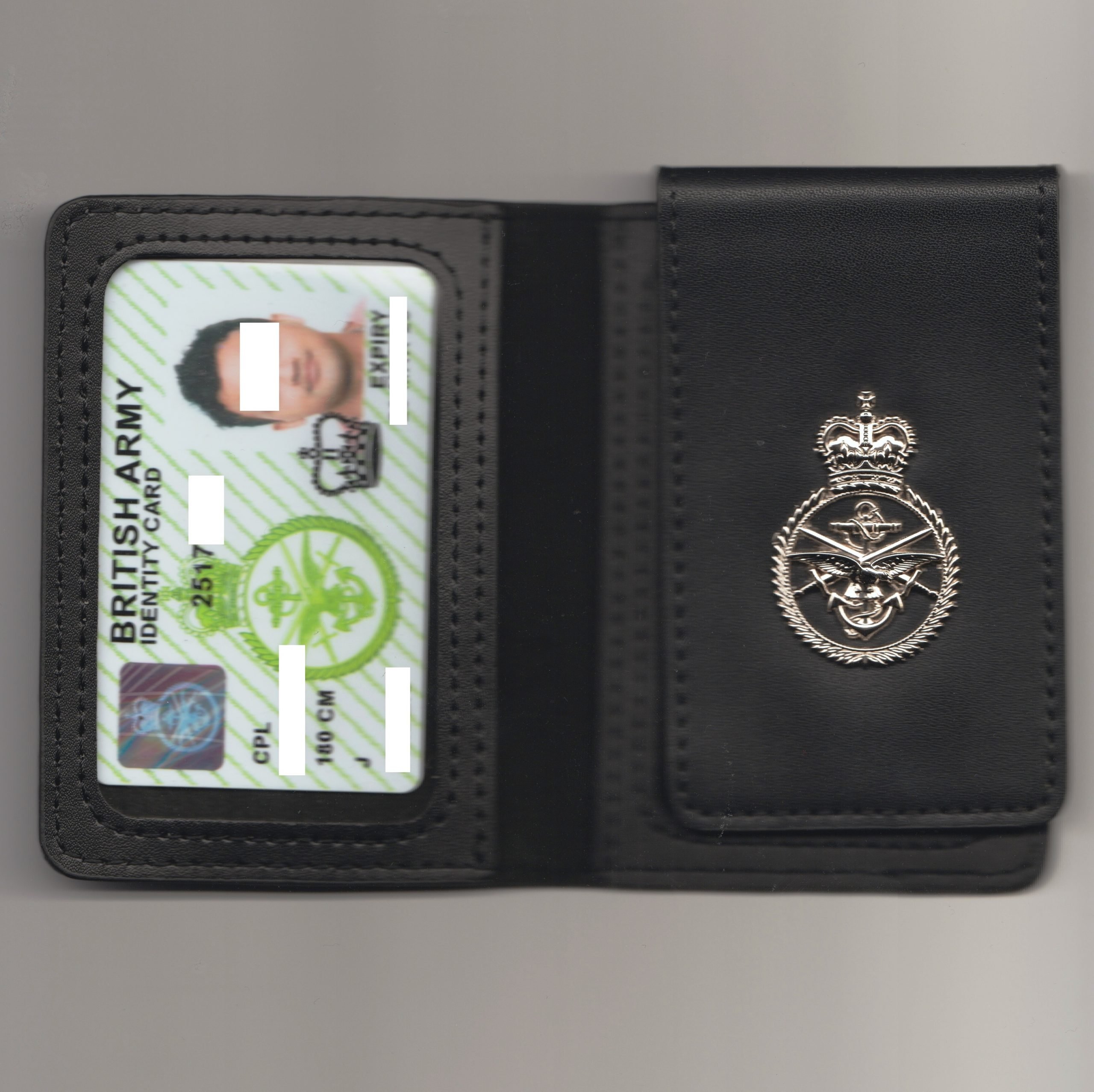 UK Armed Forces MOD90 ID Card Holder Black Leather Wallet